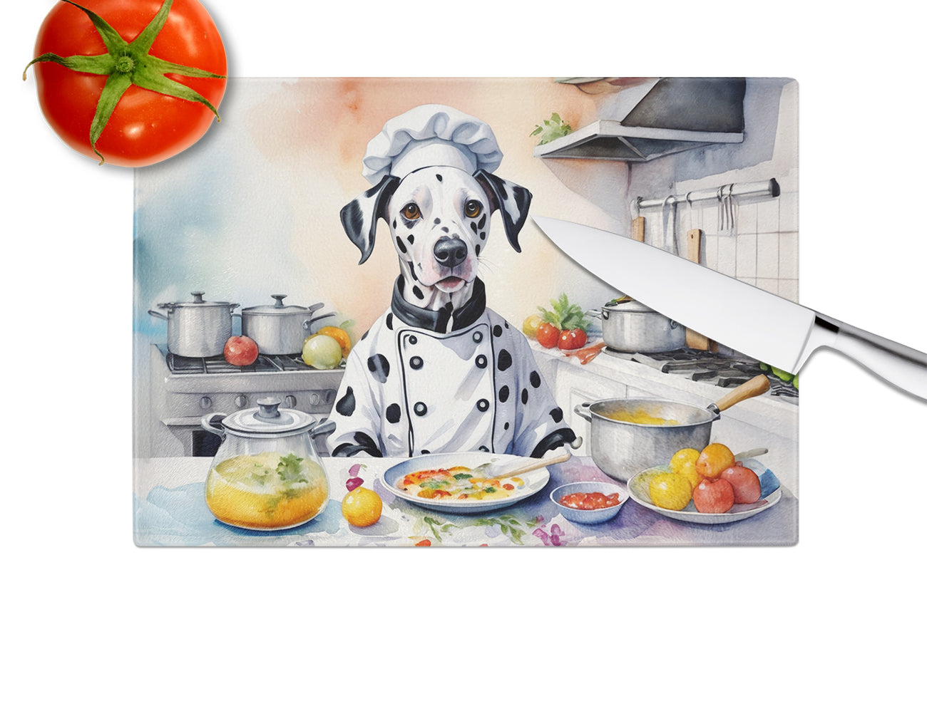 Dalmatian The Chef Glass Cutting Board