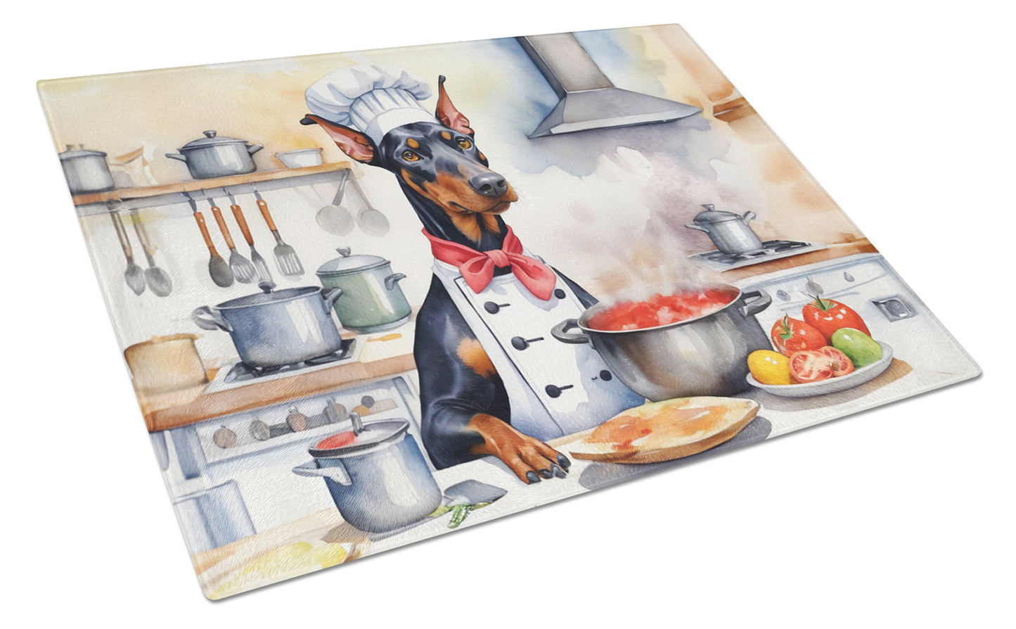 Buy this Doberman Pinscher The Chef Glass Cutting Board