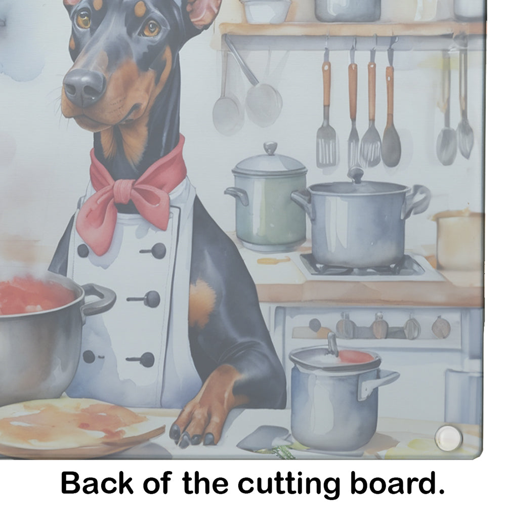 Doberman Pinscher The Chef Glass Cutting Board