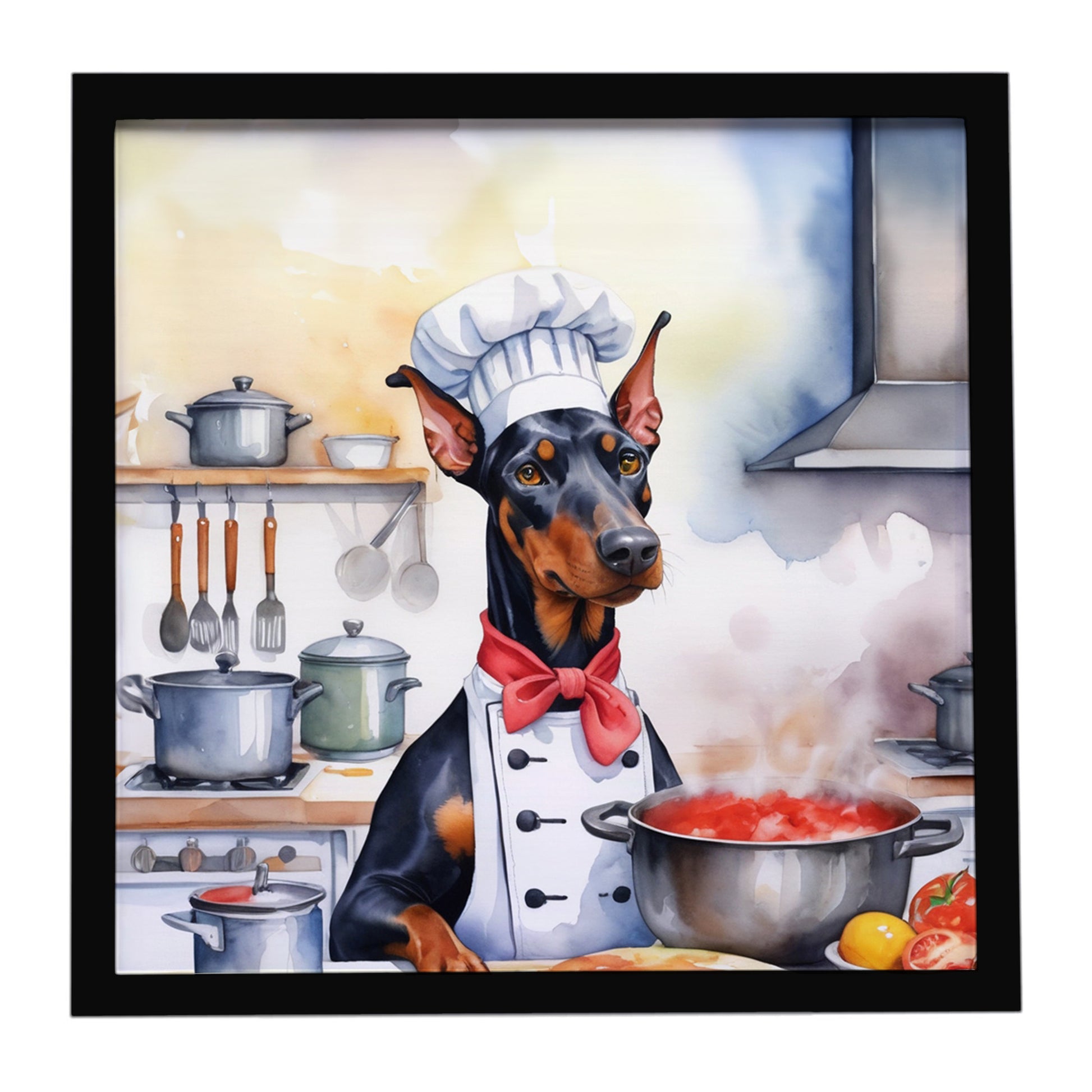 Buy this Doberman Pinscher The Chef Framed Metal Print