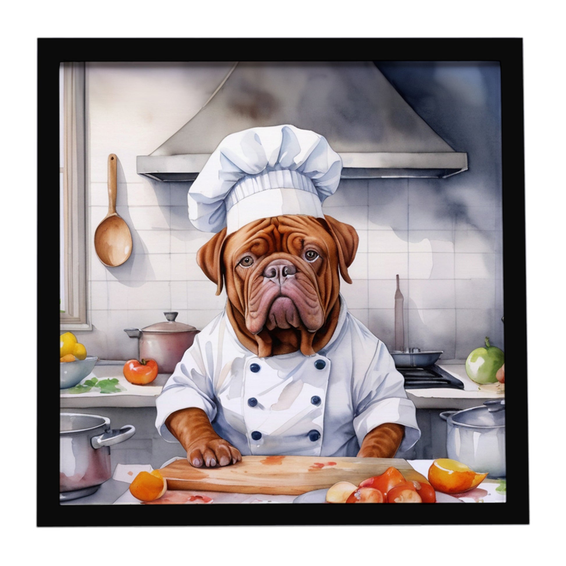 Buy this Dogue de Bordeaux The Chef Framed Metal Print