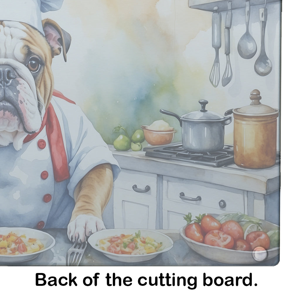 English Bulldog The Chef Glass Cutting Board