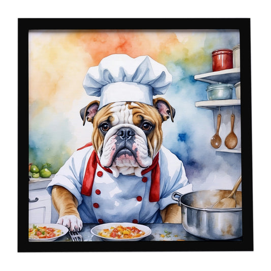 Buy this English Bulldog The Chef Framed Metal Print