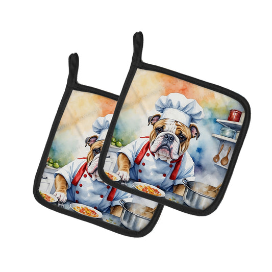 Buy this English Bulldog The Chef Pair of Pot Holders