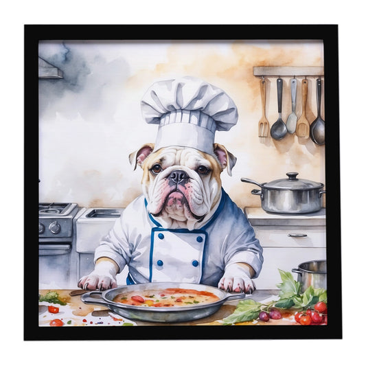 Buy this English Bulldog The Chef Framed Metal Print