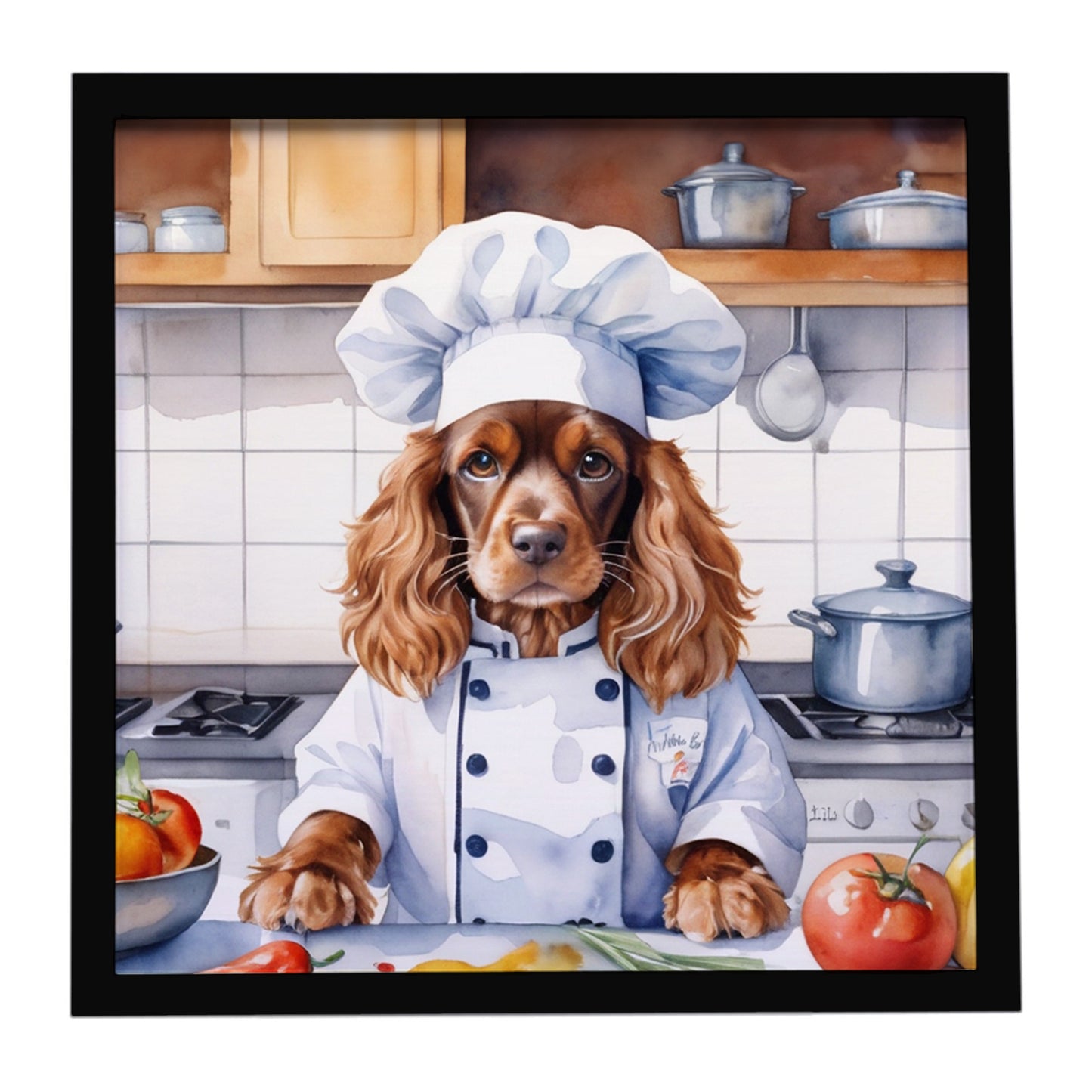 Buy this English Cocker Spaniel The Chef Framed Metal Print