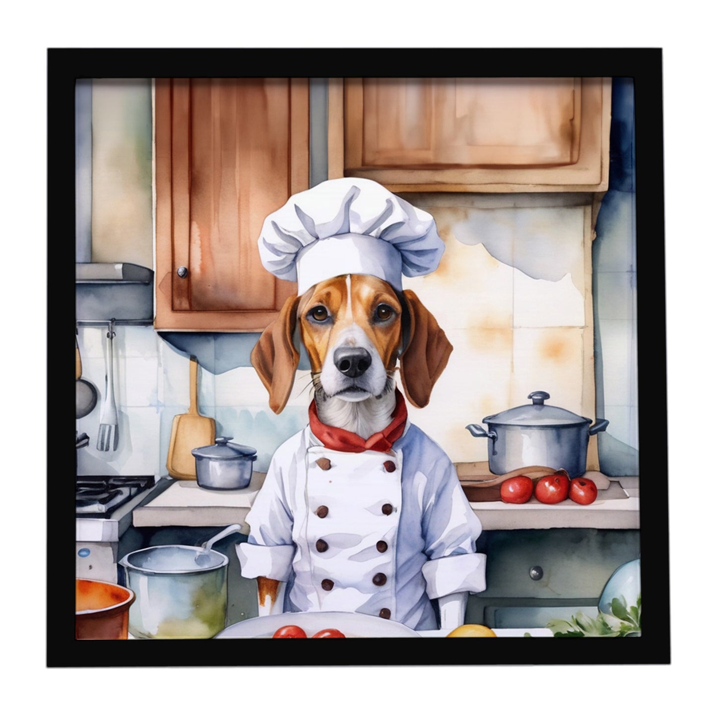 Buy this English Foxhound The Chef Framed Metal Print