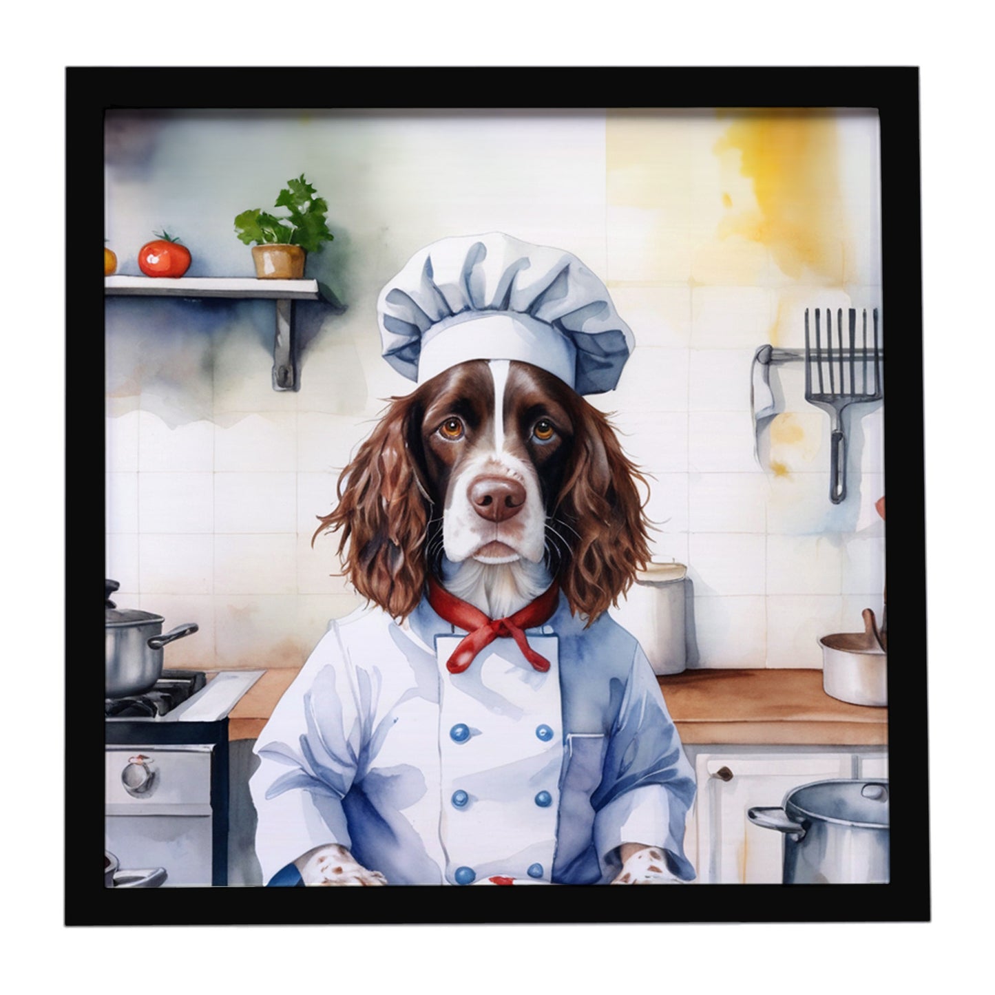 Buy this English Springer Spaniel The Chef Framed Metal Print