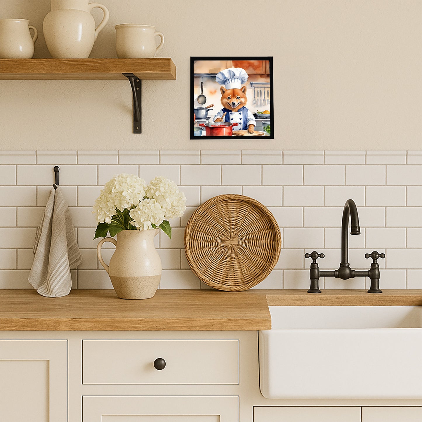 Finnish Spitz The Chef Framed Metal Print