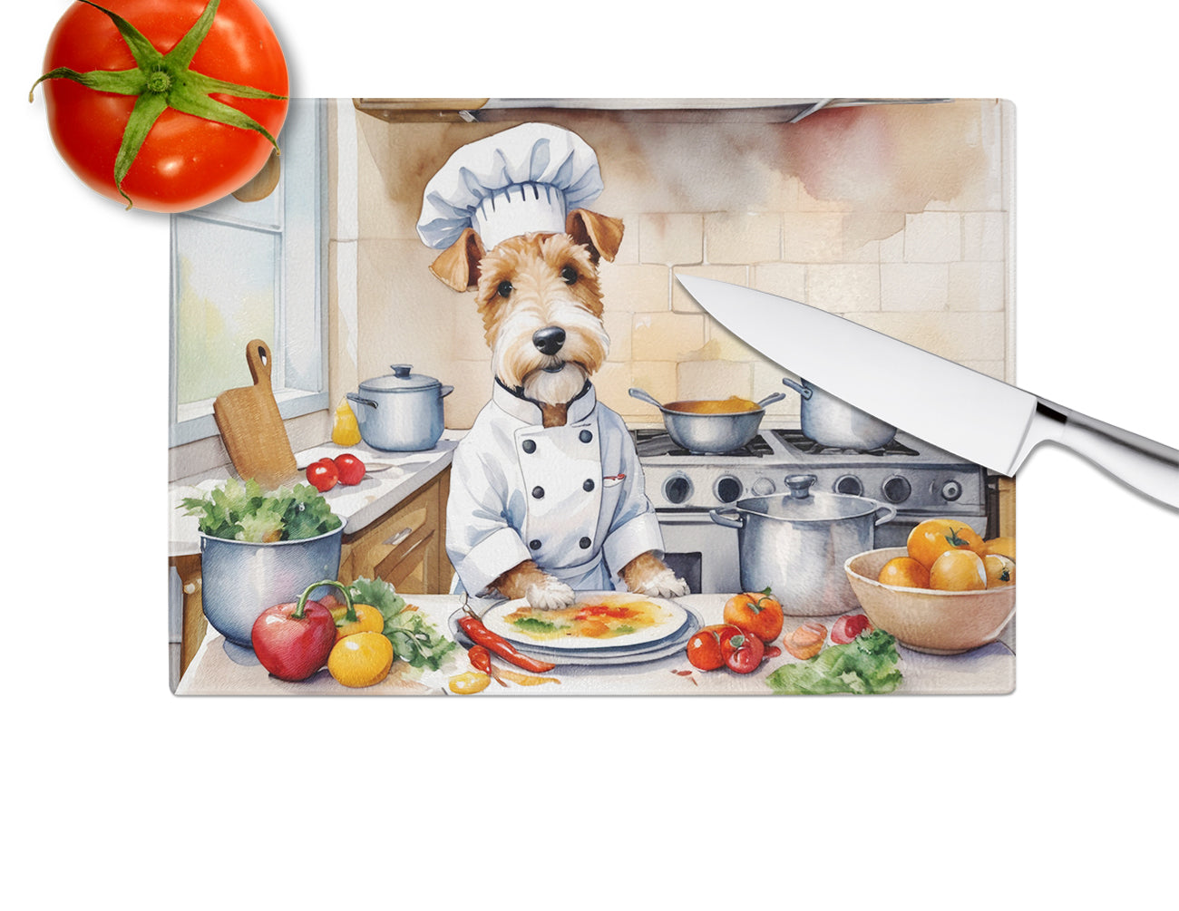 Fox Terrier The Chef Glass Cutting Board