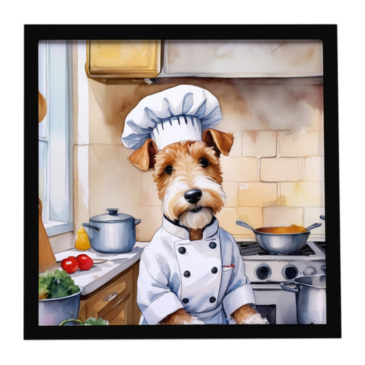 Buy this Fox Terrier The Chef Framed Metal Print