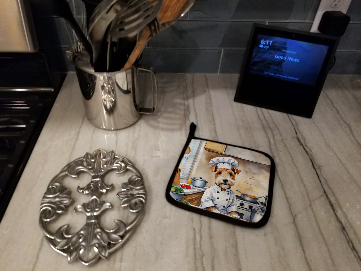 Fox Terrier The Chef Pair of Pot Holders