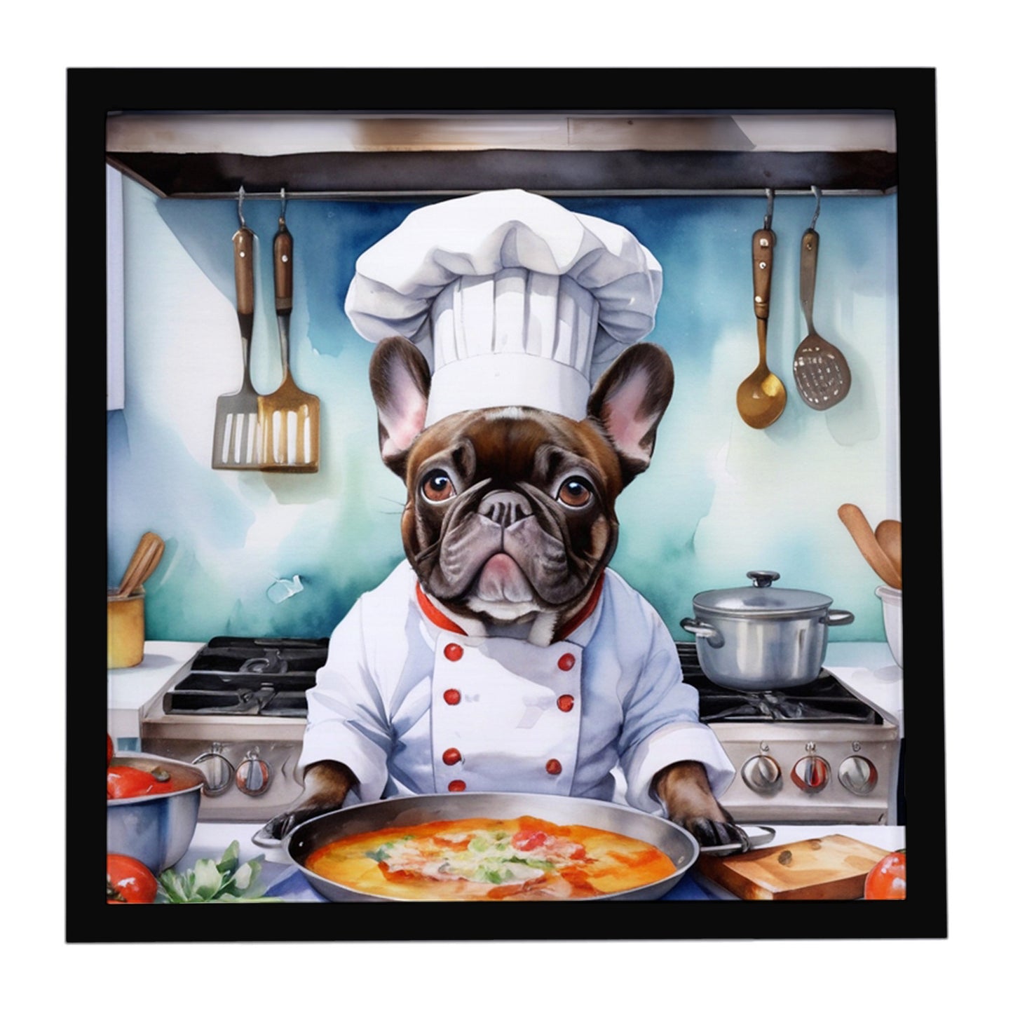 Buy this French Bulldog The Chef Framed Metal Print