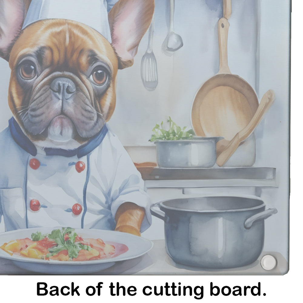 French Bulldog The Chef Glass Cutting Board