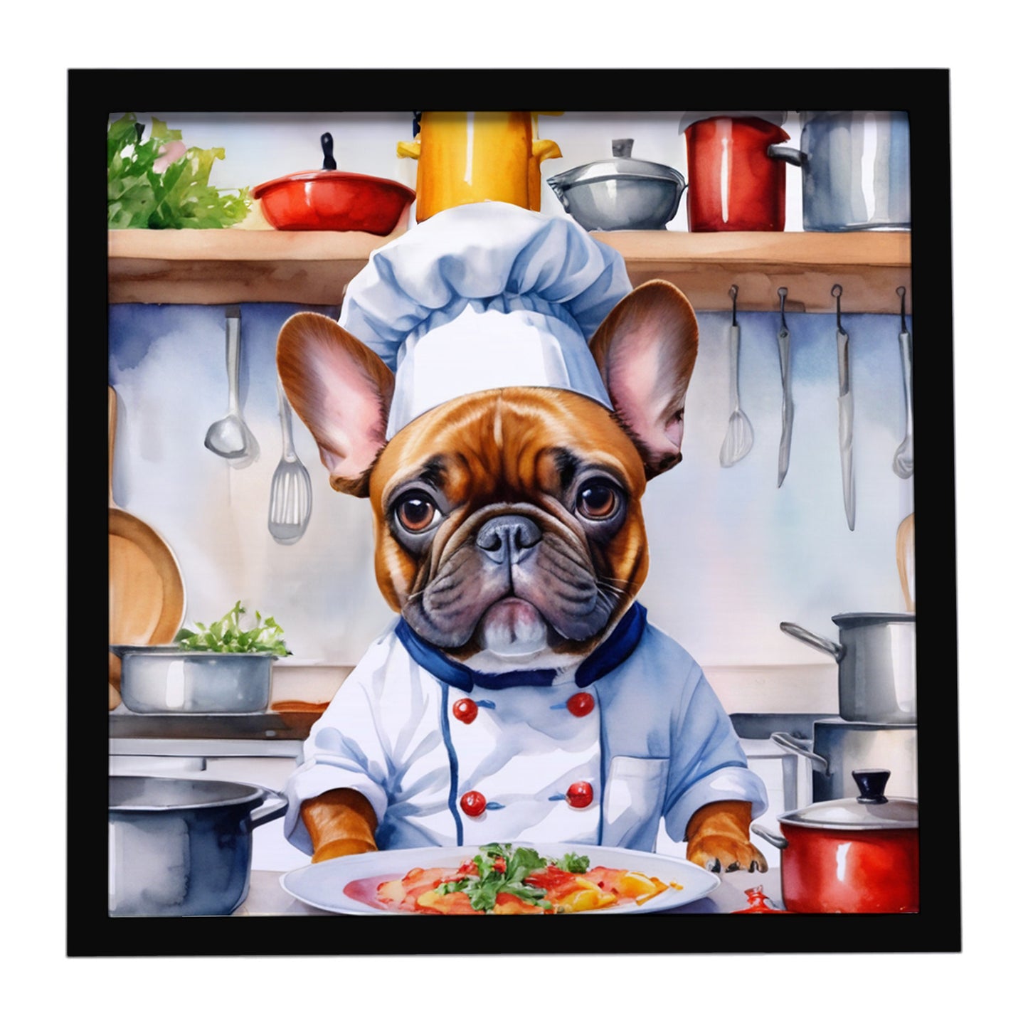 Buy this French Bulldog The Chef Framed Metal Print