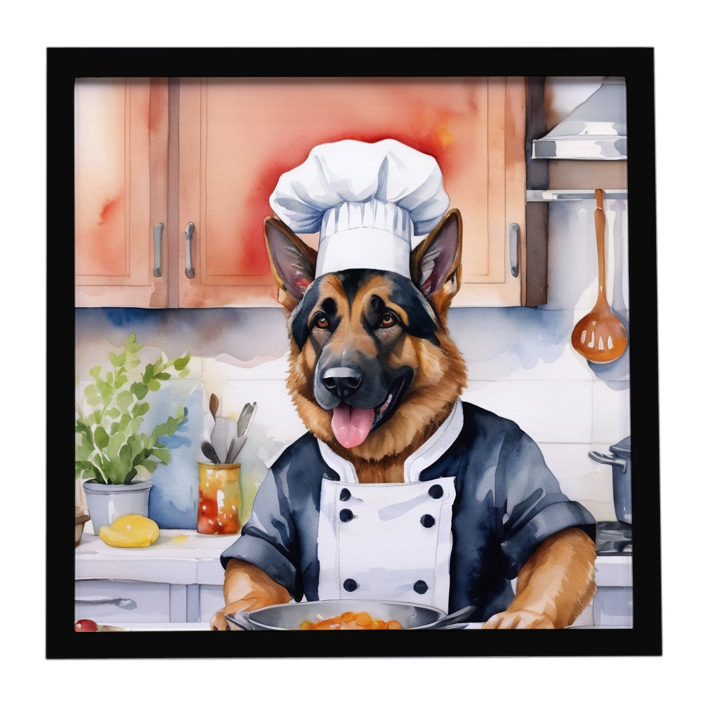 Buy this German Shepherd The Chef Framed Metal Print