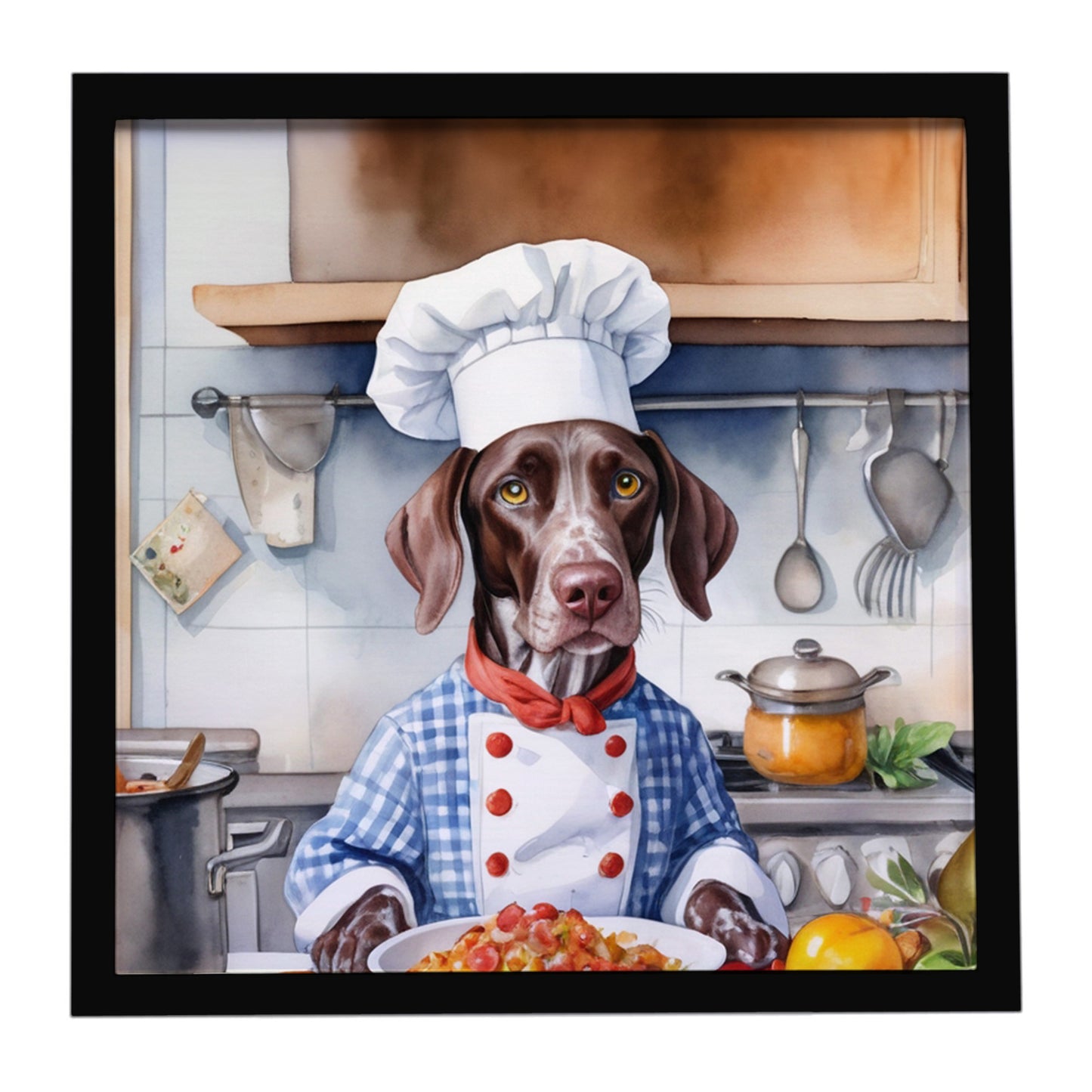 Buy this German Shorthaired Pointer The Chef Framed Metal Print