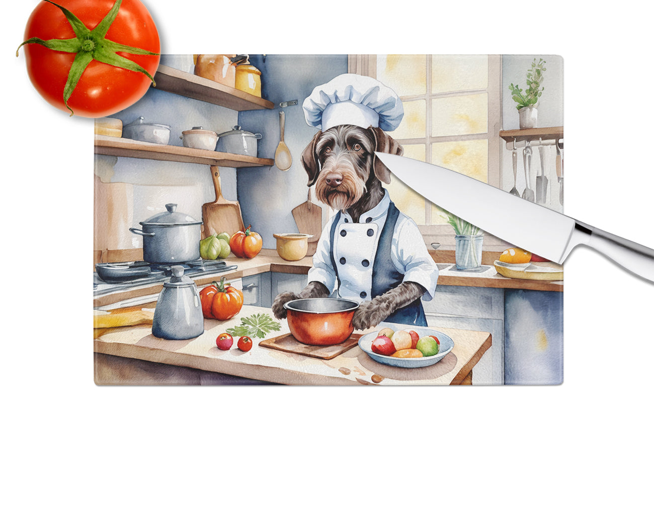 German Wirehaired Pointer The Chef Glass Cutting Board