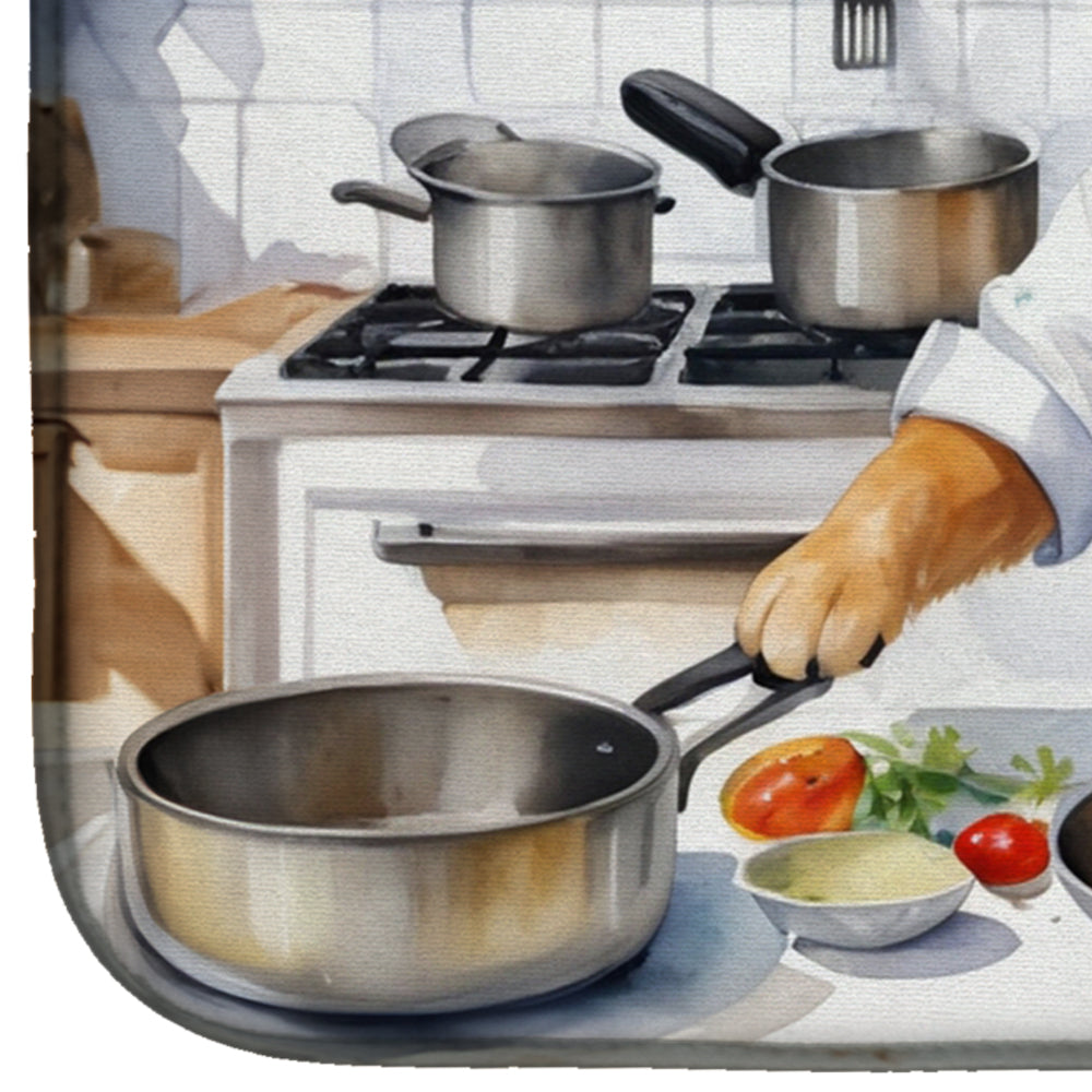 Golden Retriever The Chef Dish Drying Mat
