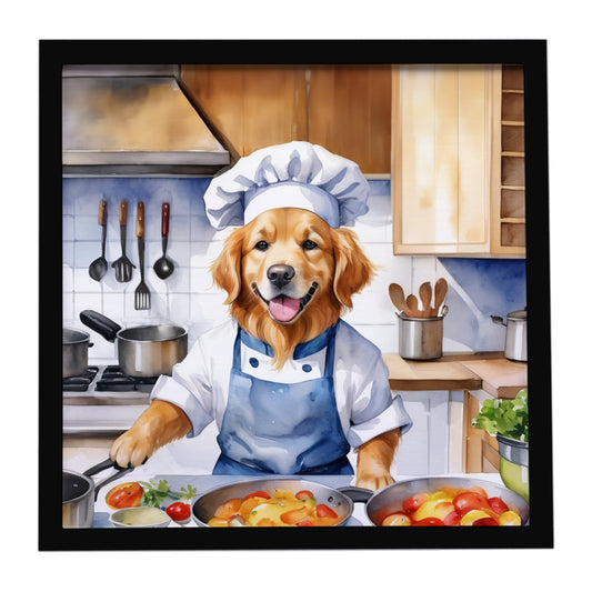 Buy this Golden Retriever The Chef Framed Metal Print