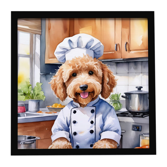 Buy this Goldendoodle The Chef Framed Metal Print