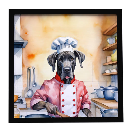 Buy this Great Dane The Chef Framed Metal Print