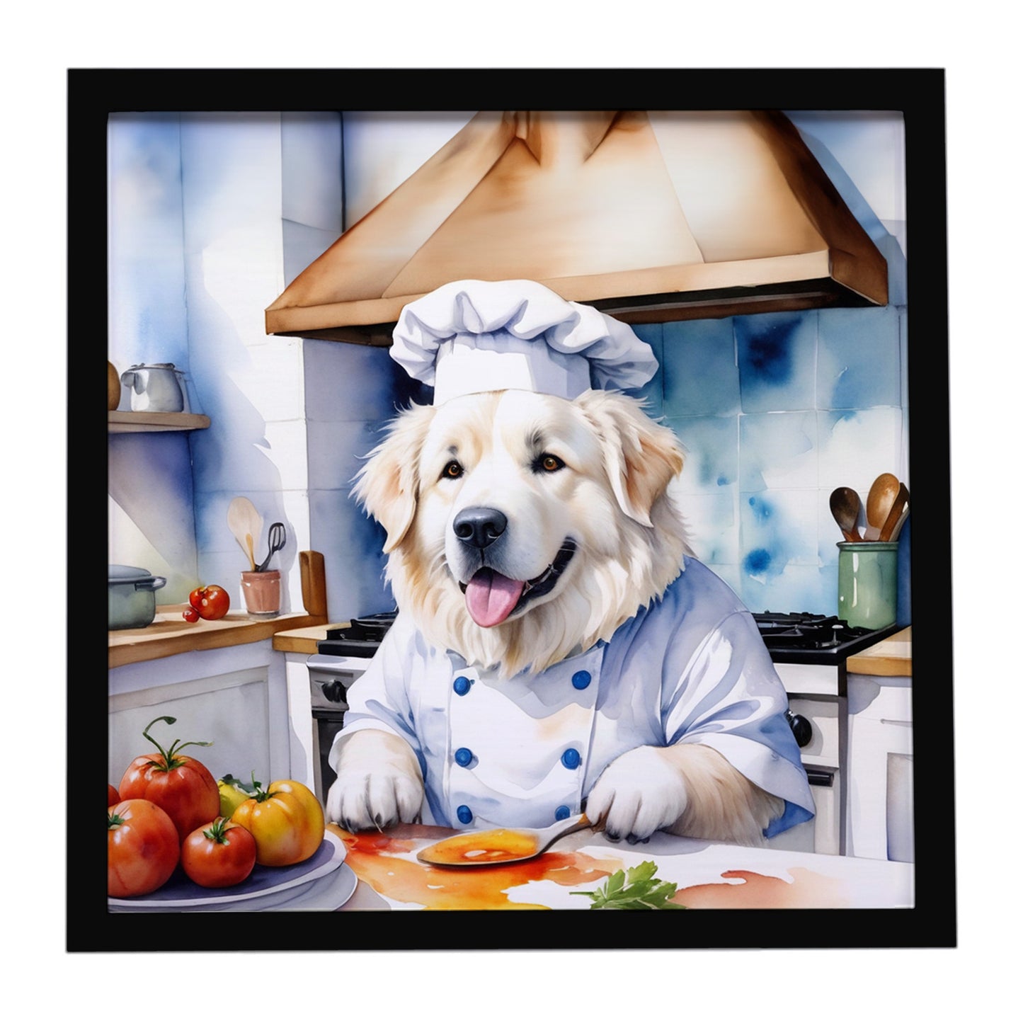 Buy this Great Pyrenees The Chef Framed Metal Print