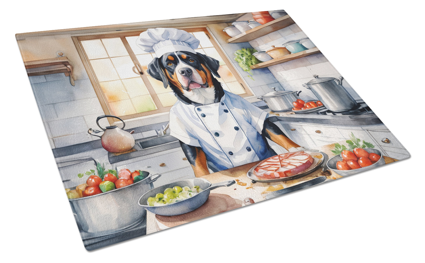 Buy this Greater Swiss Mountain Dog The Chef Glass Cutting Board