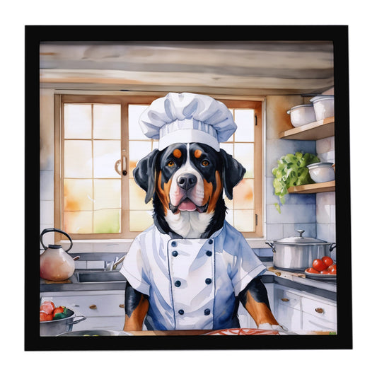 Buy this Greater Swiss Mountain Dog The Chef Framed Metal Print