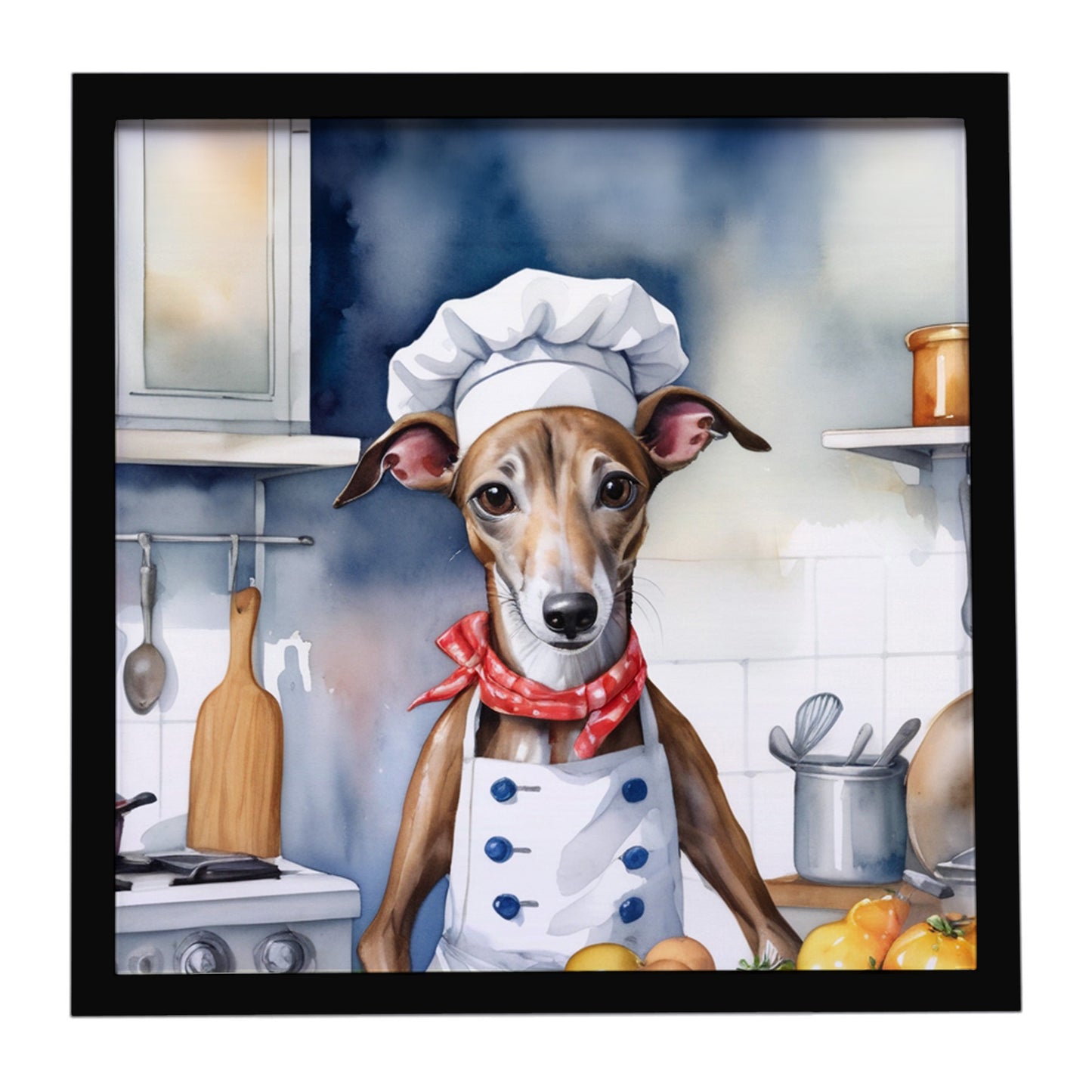 Buy this Greyhound The Chef Framed Metal Print