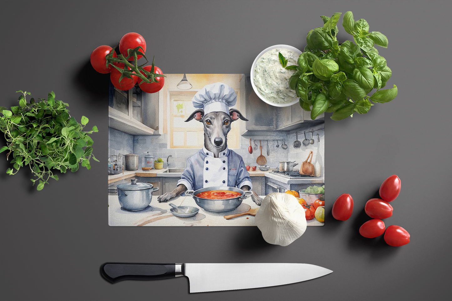 Greyhound The Chef Glass Cutting Board