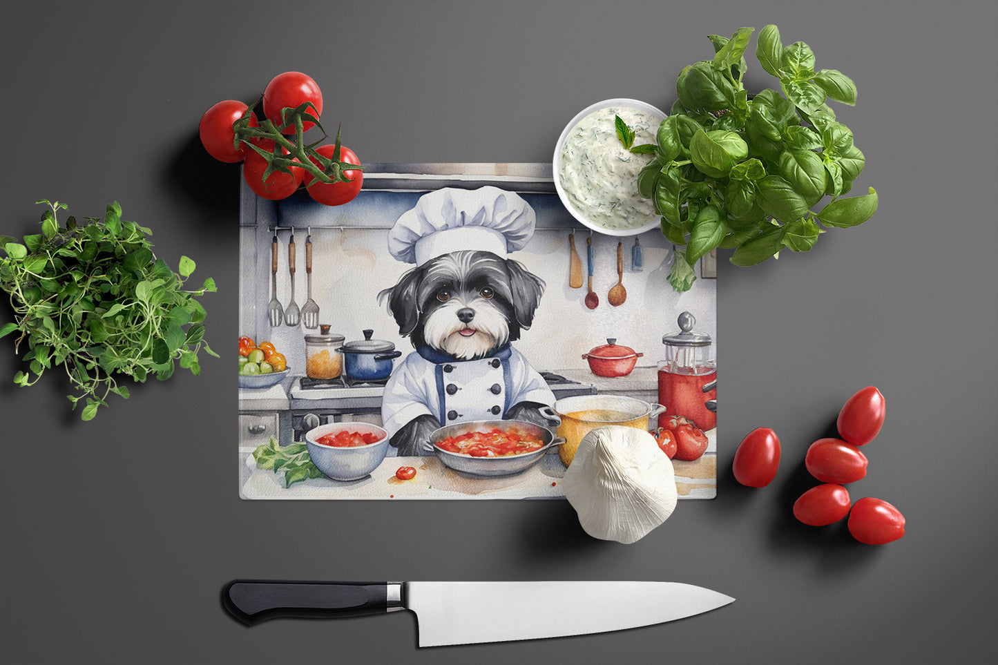 Havanese The Chef Glass Cutting Board