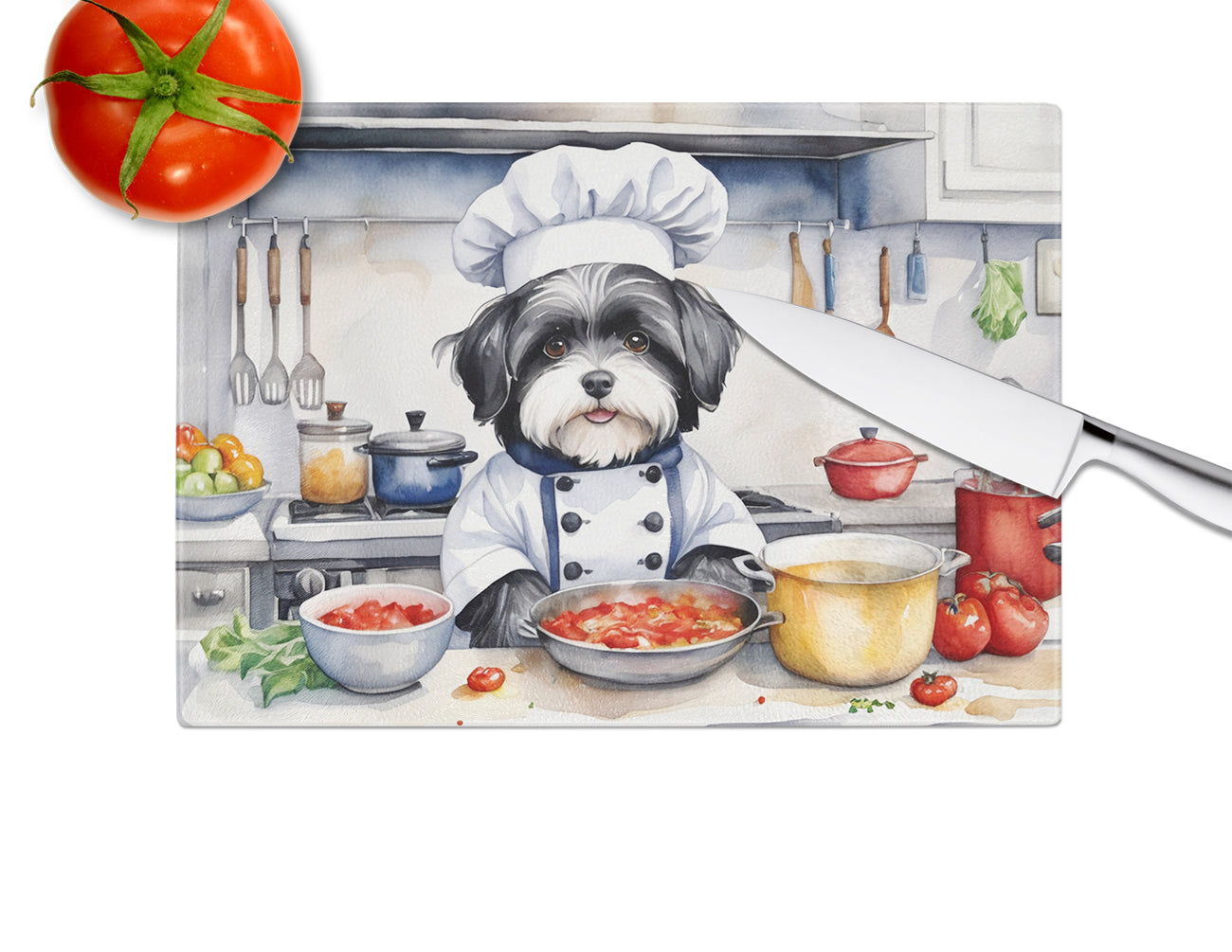 Havanese The Chef Glass Cutting Board