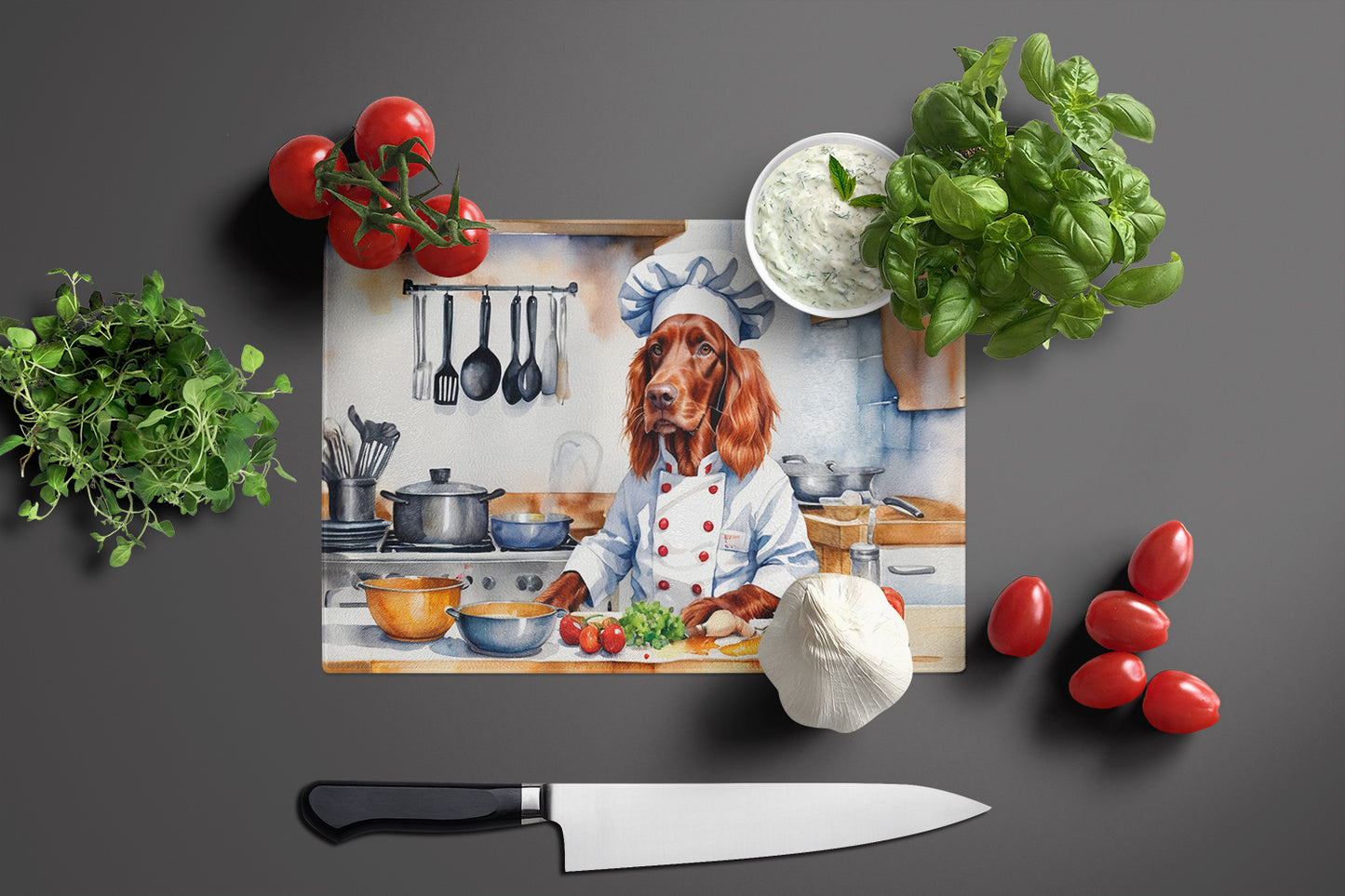 Irish Setter The Chef Glass Cutting Board