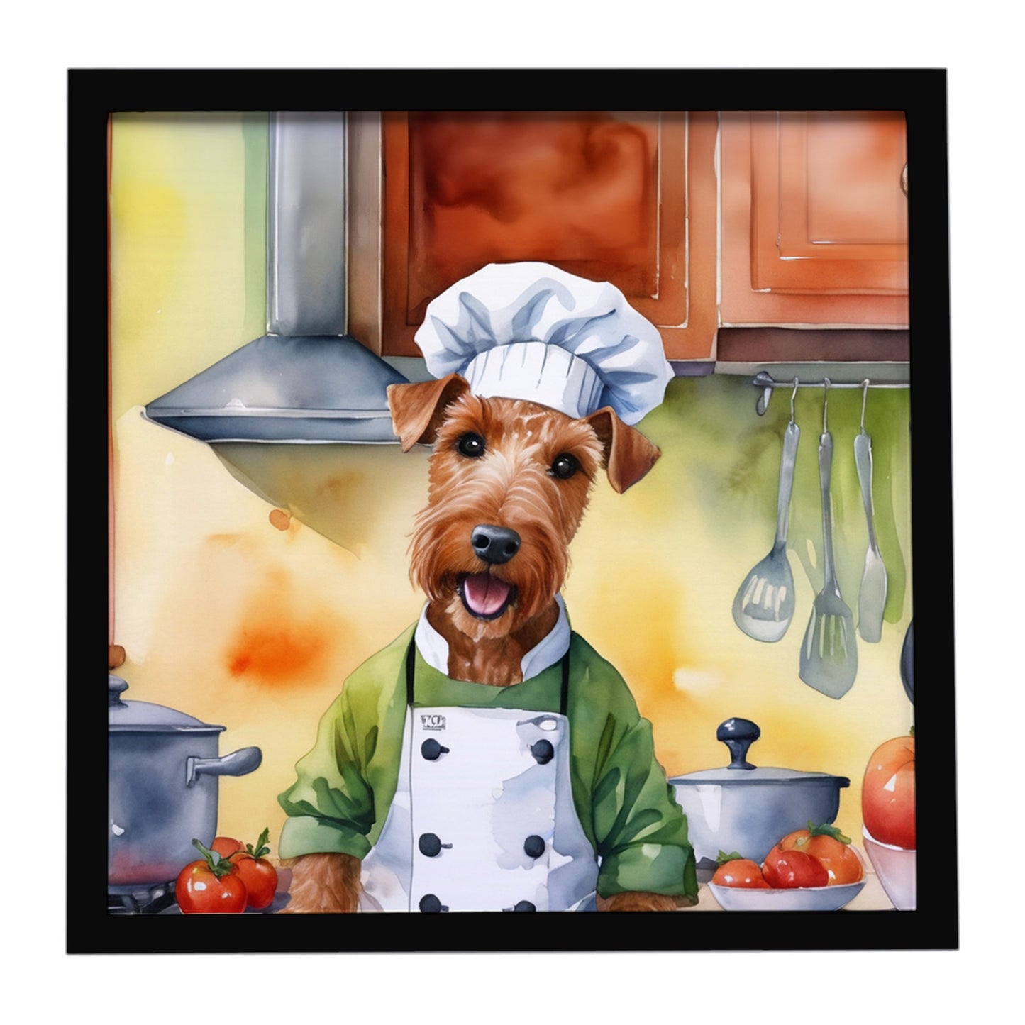 Buy this Irish Terrier The Chef Framed Metal Print