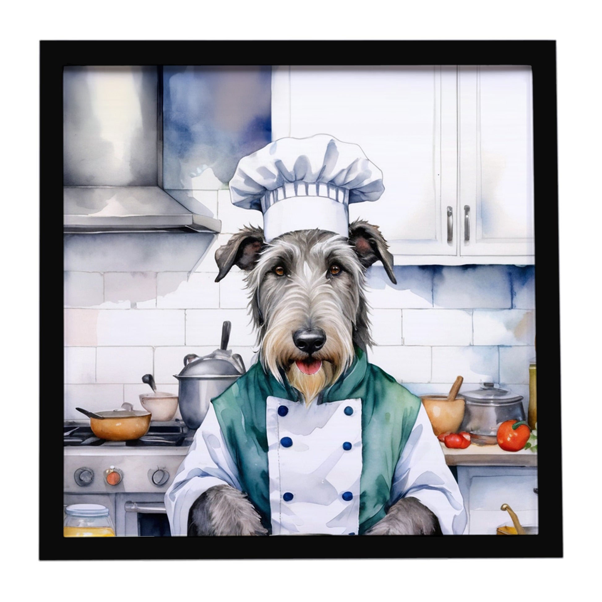 Buy this Irish Wolfhound The Chef Framed Metal Print