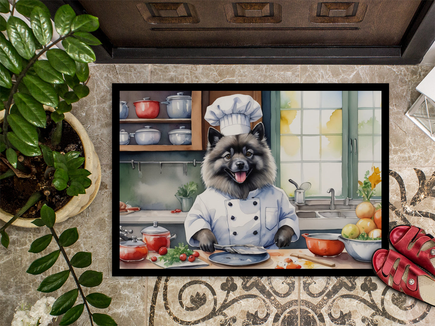 Keeshond The Chef Doormat