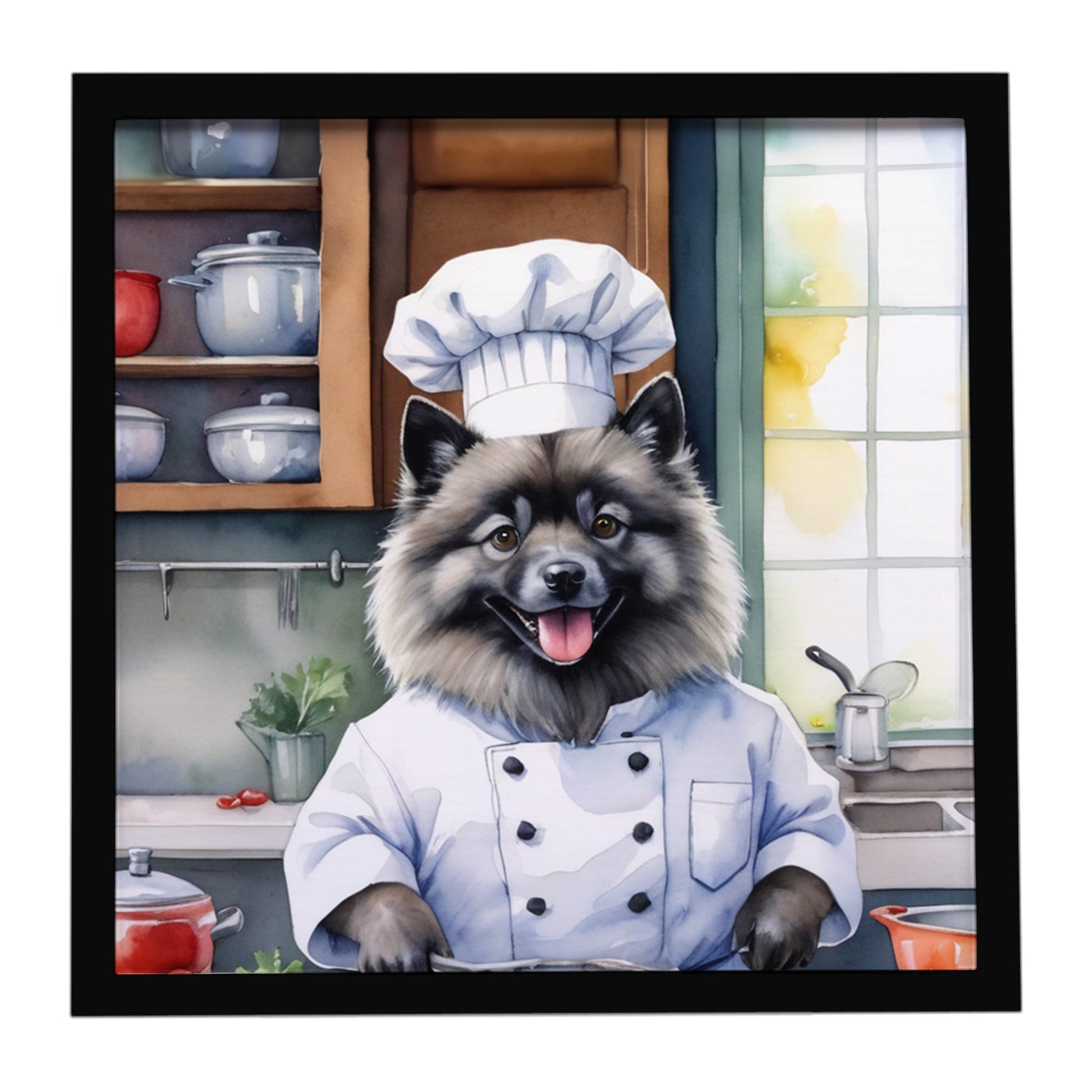 Buy this Keeshond The Chef Framed Metal Print