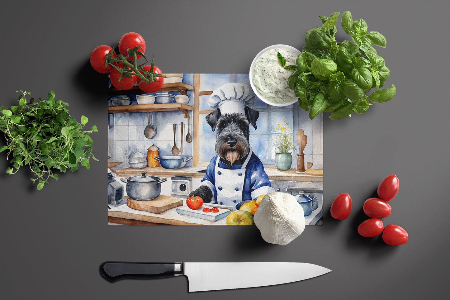 Kerry Blue Terrier The Chef Glass Cutting Board