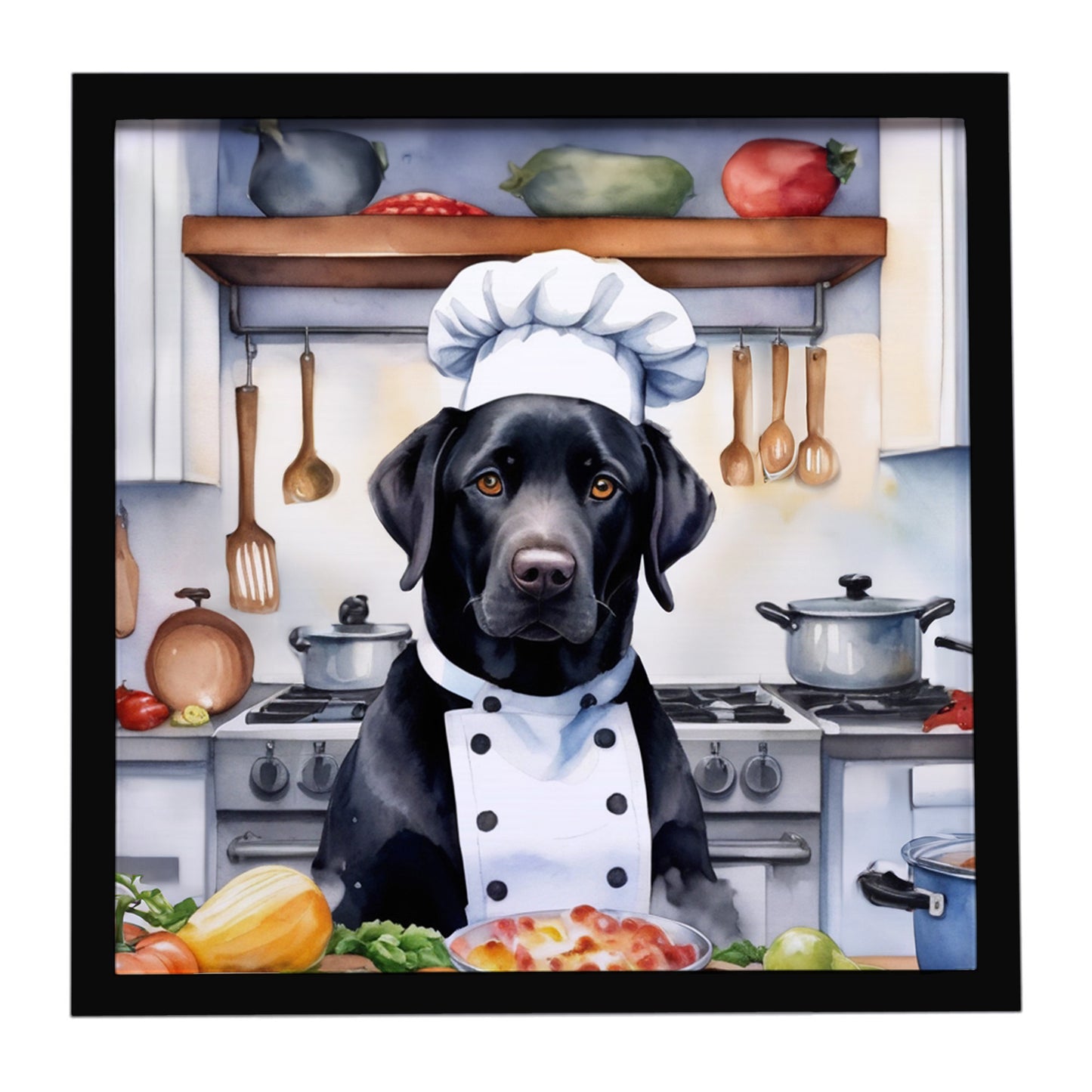 Buy this Black Labrador Retriever The Chef Framed Metal Print