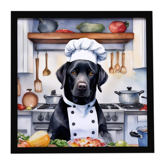 Buy this Black Labrador Retriever The Chef Framed Metal Print