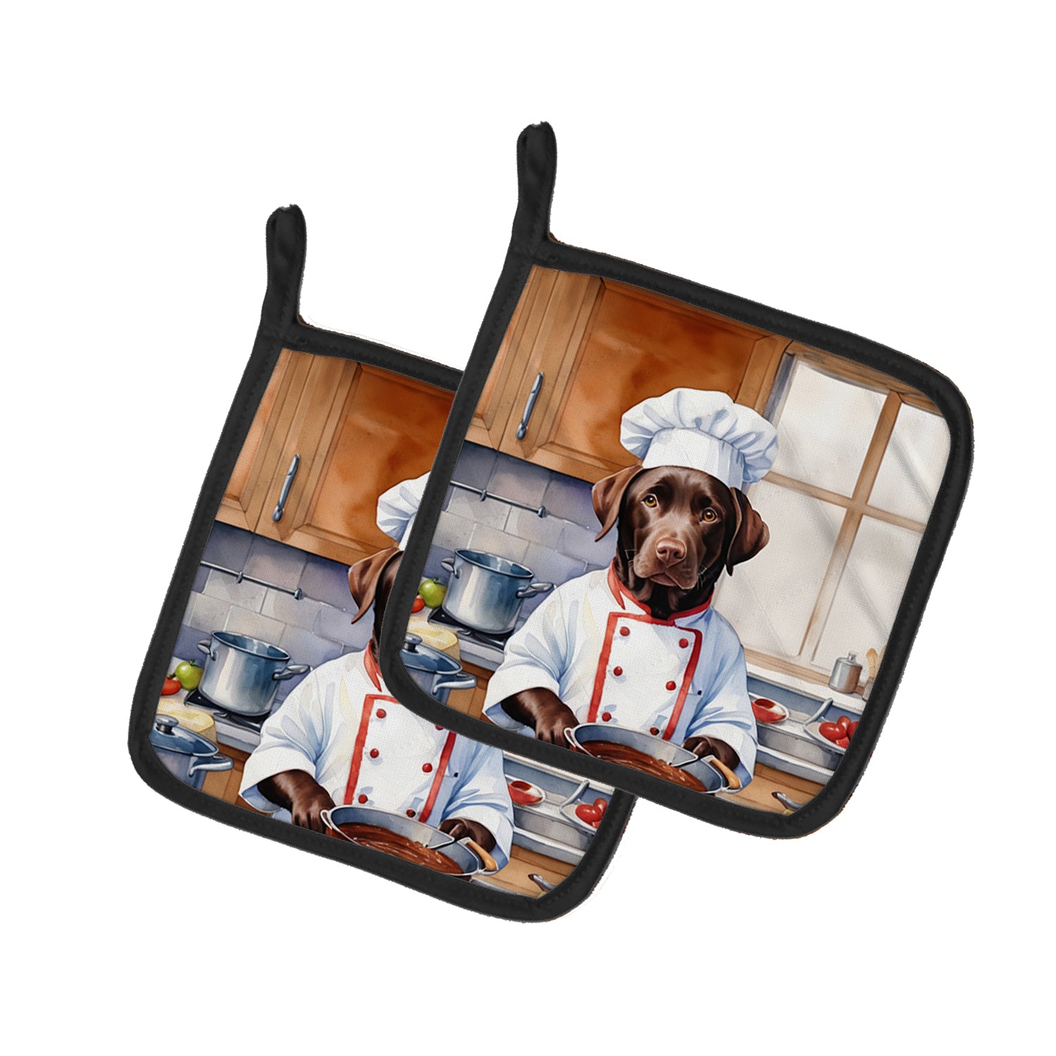 Buy this Chocolate Labrador Retriever The Chef Pair of Pot Holders