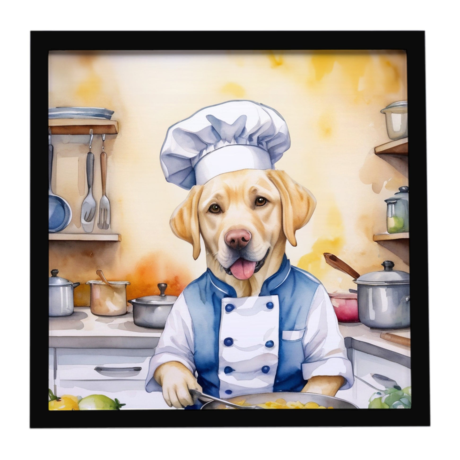 Buy this Yellow Labrador Retriever The Chef Framed Metal Print
