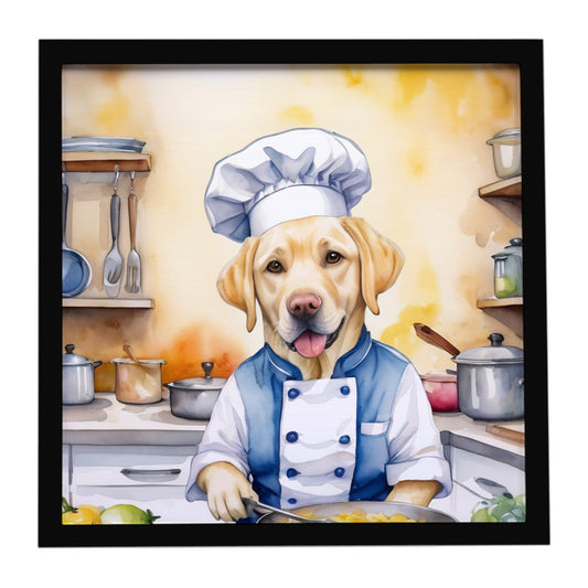 Buy this Yellow Labrador Retriever The Chef Framed Metal Print