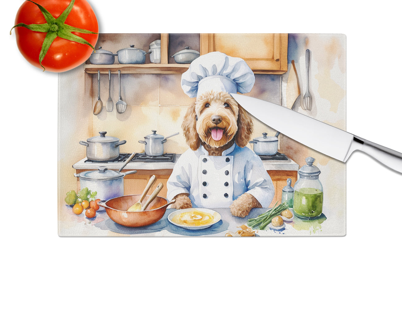 Labradoodle The Chef Glass Cutting Board