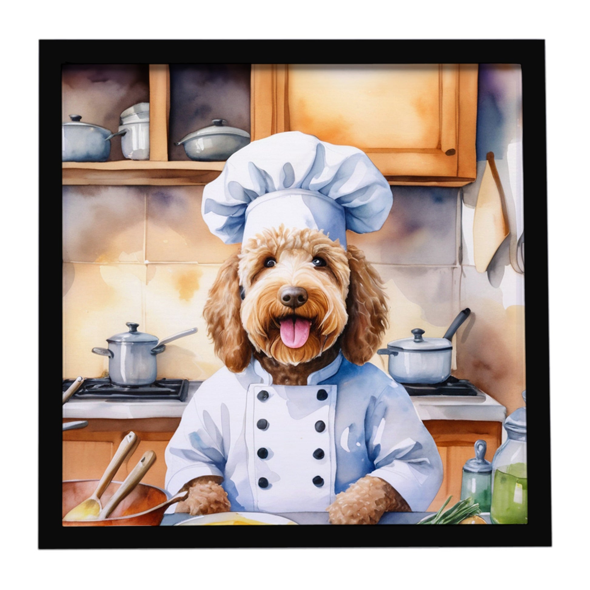 Buy this Labradoodle The Chef Framed Metal Print