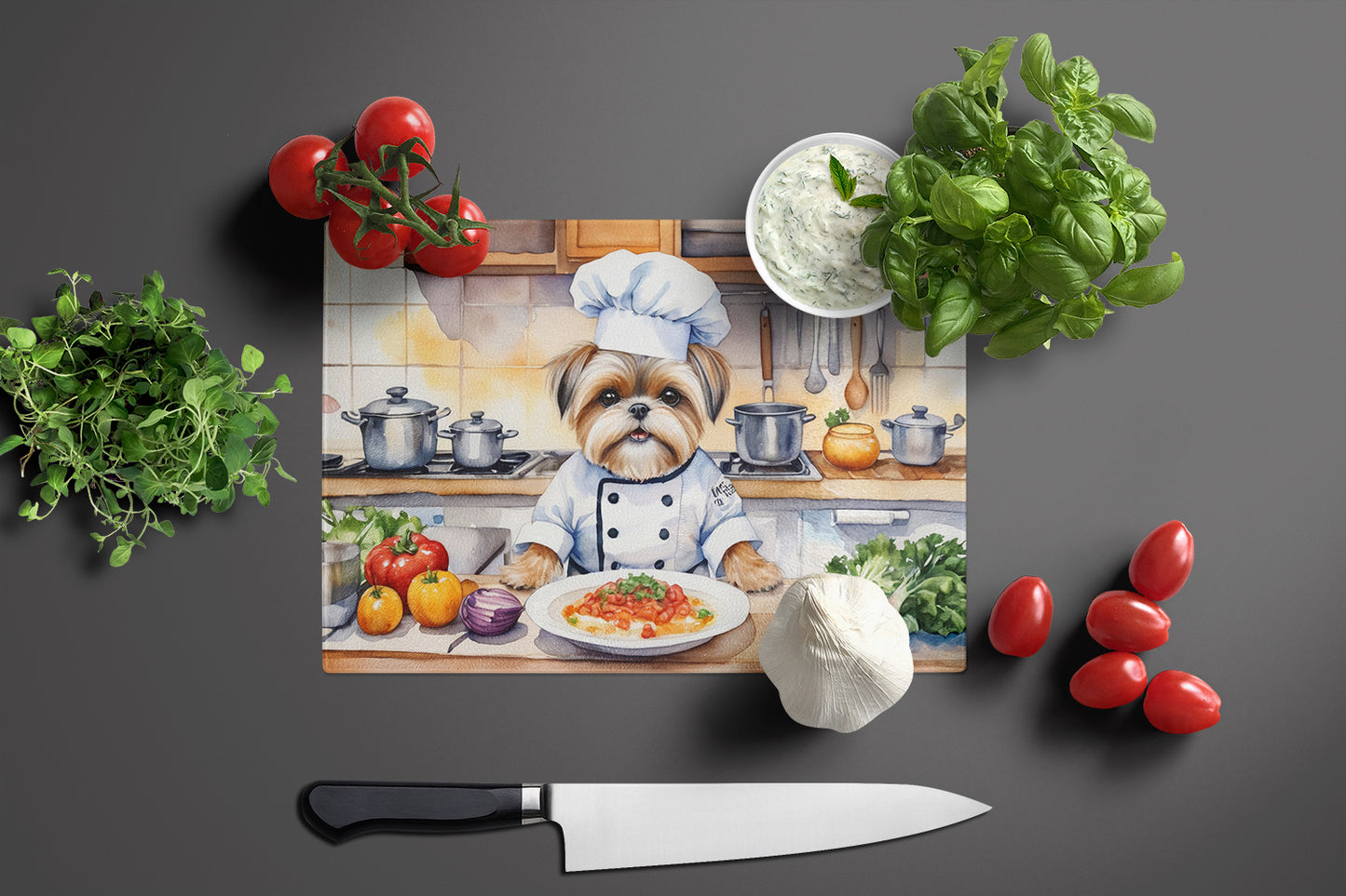 Lhasa Apso The Chef Glass Cutting Board