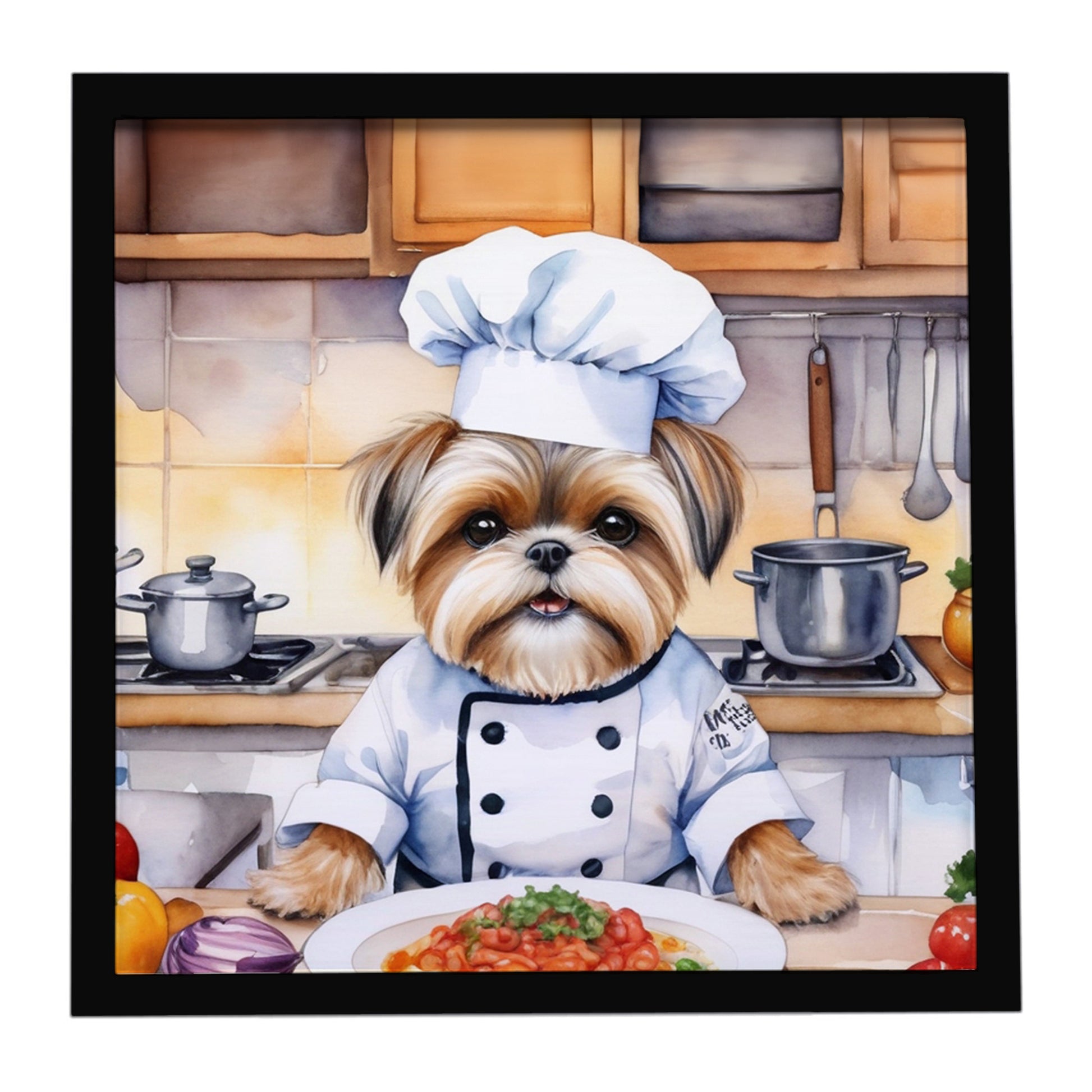Buy this Lhasa Apso The Chef Framed Metal Print