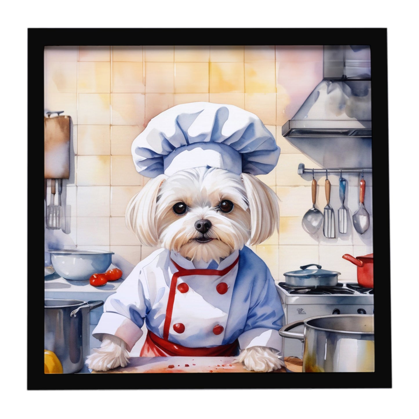 Buy this Maltese The Chef Framed Metal Print