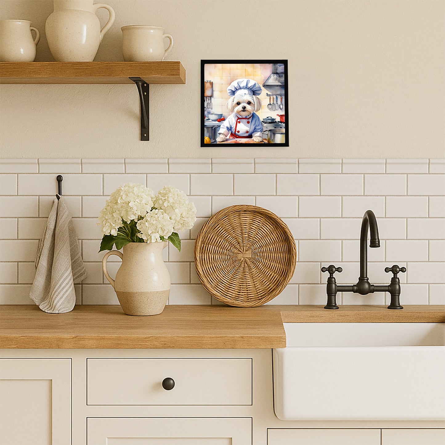 Maltese The Chef Framed Metal Print